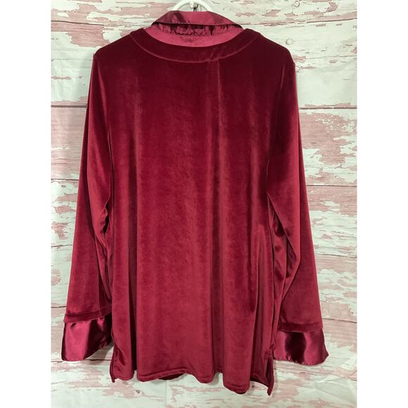 Vintage Venezia Velour Blouse Size 1X Cranberry - Picture 5 of 10